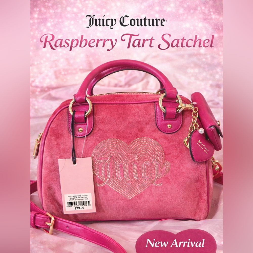 ON SALE‼️✨Juicy Couture Hot Pink Suede Dome Satchel with Gold Accents✨Free 🎁‼️